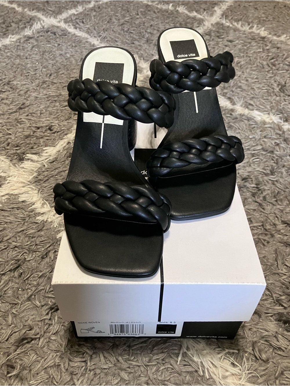 Dolce Vita Women’s Black Braided Strap Slide Sandals